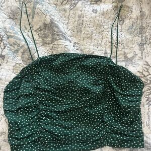 La Hearts Dark Green floral-Print Ruched Cami